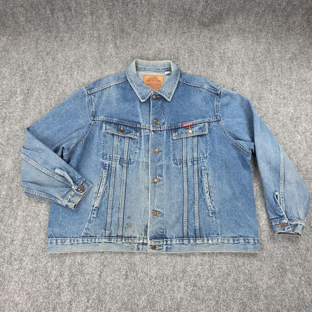 Dickies Branders Denim Jacket Mens XXL Blue Trucker Vintage Distressed Workwear